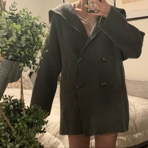 Gray knit blazer with hoodie 🤍